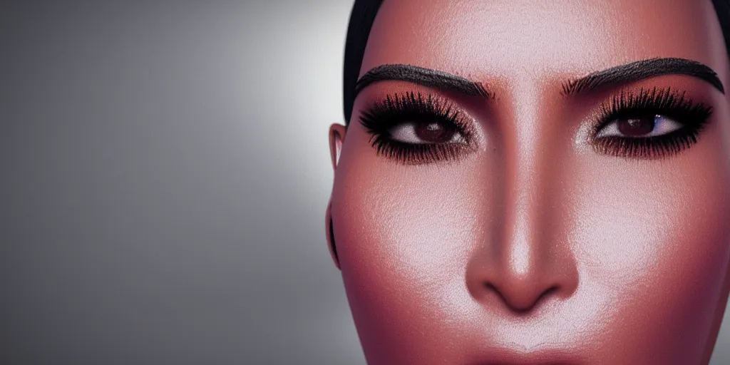 Image similar to macro portrait photograph of a glowing kim kardashian, sparkling, ultra realistic, unreal 5 engine render, octane render, digital painting, smooth, elegant, pop art style, 8 k, 3 5 mm film grain,