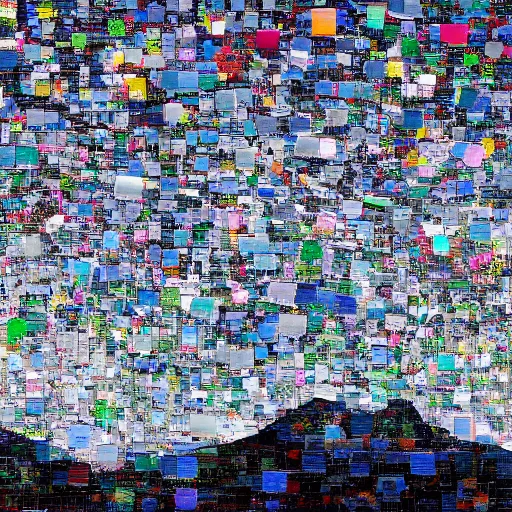 Image similar to a mountain made out of computer screens that display bitcoin logos, cinematic, post apocalyptic landscape, harsh contrast lighting, in the style of photorealism, made by richard estes robert cottingham gerhard richter robert longo ellen altfest