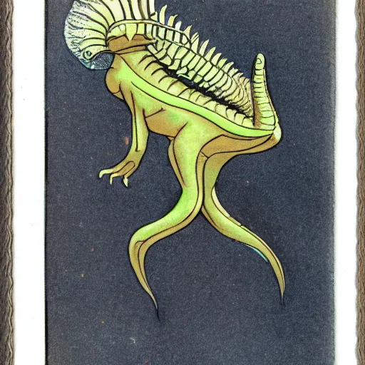 Prompt: a pre-cambrian creature , polaroid