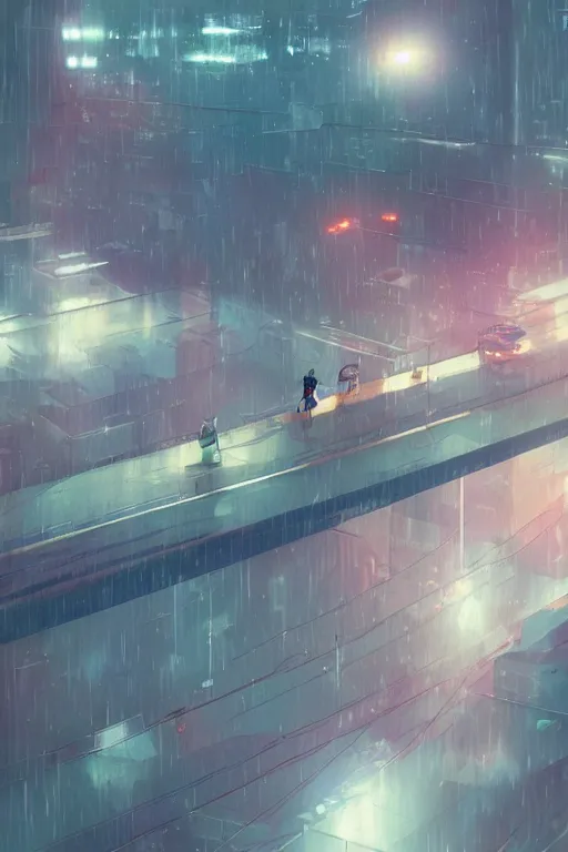 Prompt: 3d ultra realistic anime illustration, two schoolgirls and cat flying on huge japanese elevated subway at rainy night. deep and complex composition. pastel smooth colors. style of Hiro Kiyohara anime. redshift, octane, trending on artstation, cinematic, oil painting