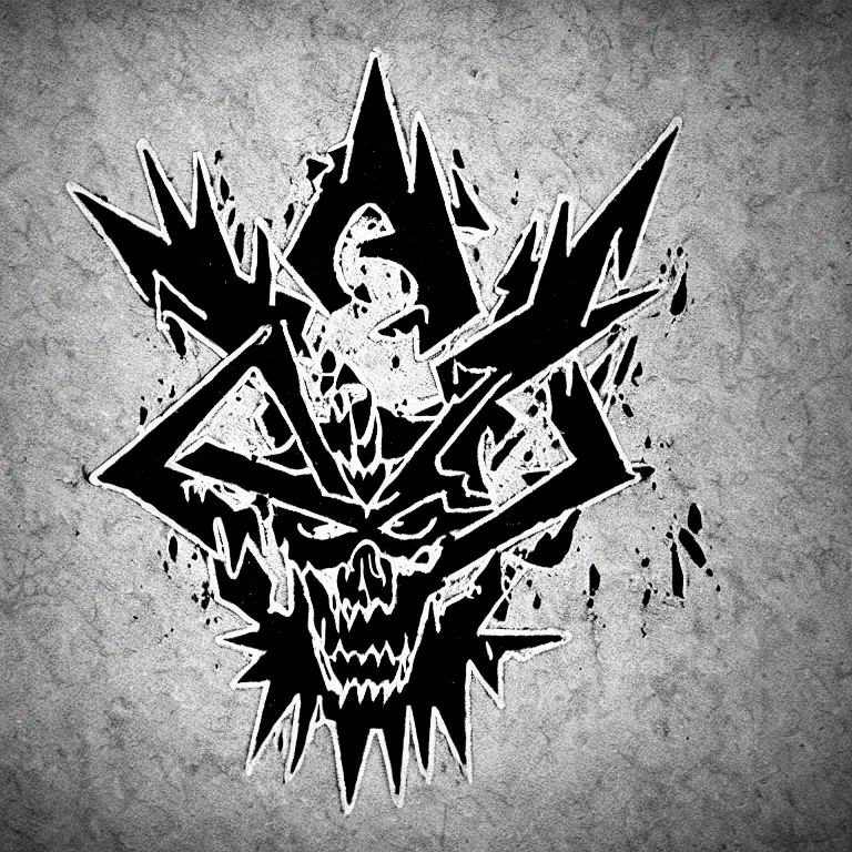 Prompt: heavy trash metal logo spiky dark creepy dark satanic illustration logo