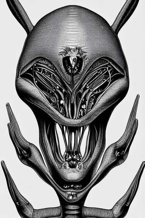 Image similar to anatomically accurate diagram of alien animal, intricate parts, fine details, hyper realistic, by seichen, surreal