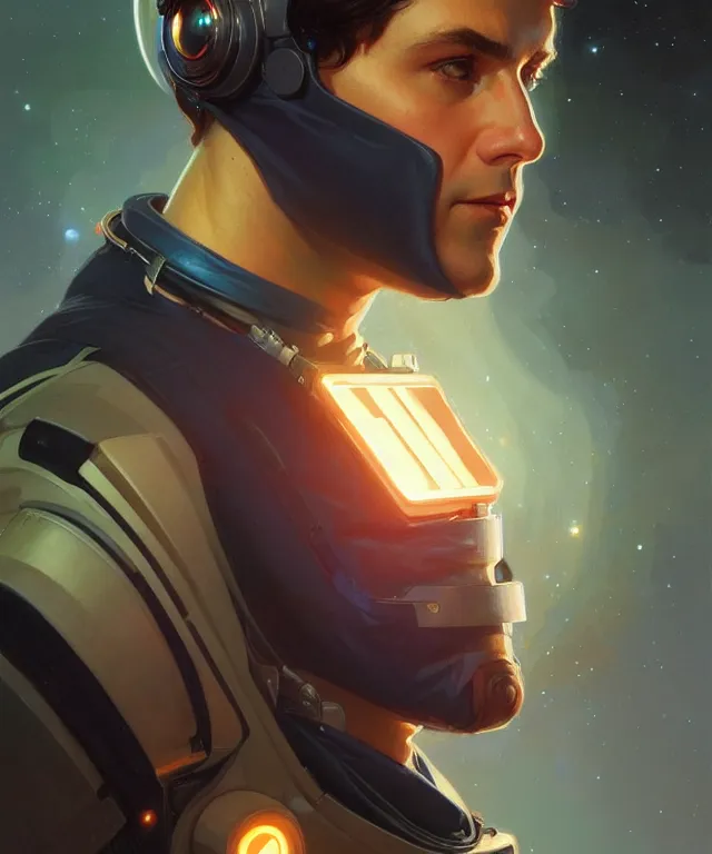 Image similar to Hacker man spaceman portrait, highly detailed, digital painting, artstation, concept art, smooth, sharp focus, illustration, art by artgerm and greg rutkowski and alphonse mucha