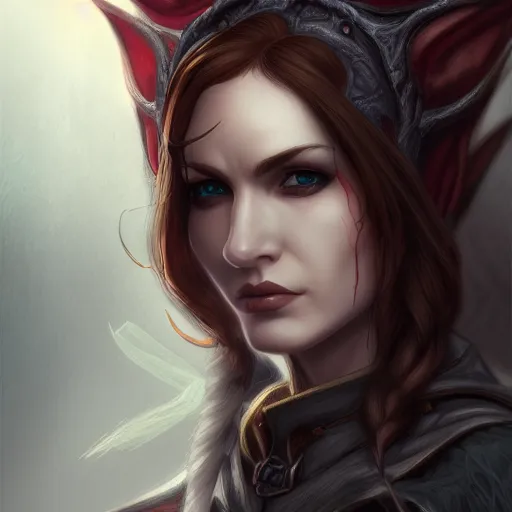 Image similar to detailed portrait, shadar kai, flyn rider elf rogue, bloodbourne, fine details, realistic shaded,dynamic pose, natural lighting, medium level shot, Mucha style , Grim fantasy, illustration ,concept art,