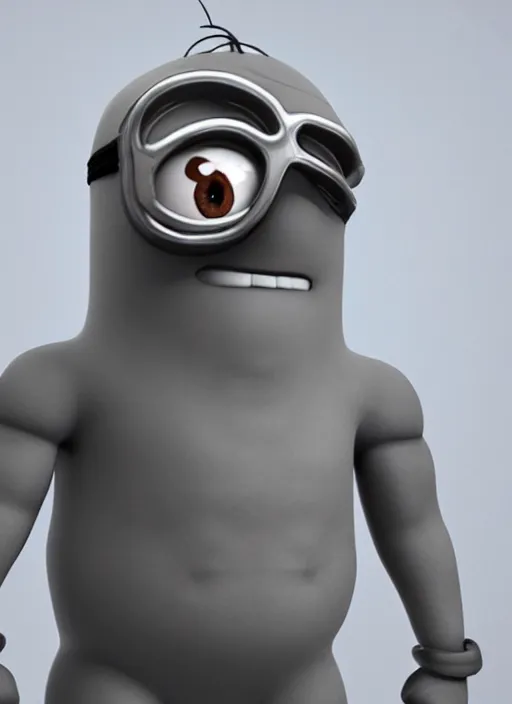 Image similar to detailed 3d render of the Muscular Minion, close up, liflike textures, realistic, extreme detail, high resolution, fine character detail