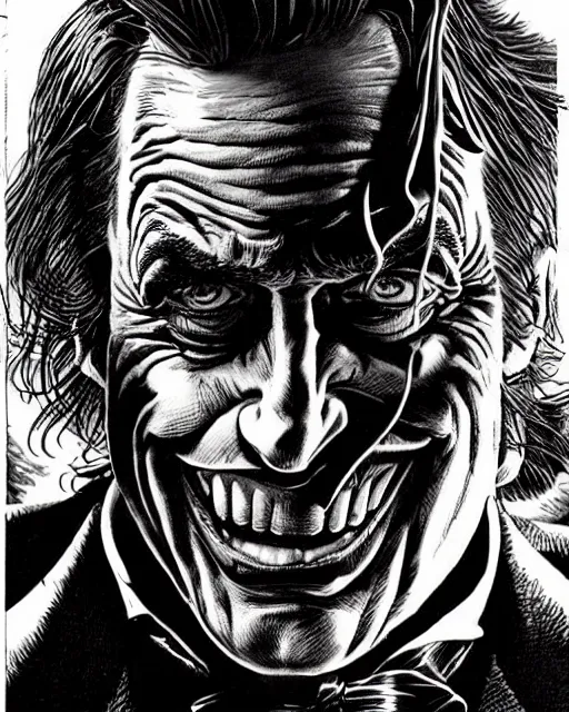 Image similar to portrait of saul goodman as the joker, illustration, art by neil gaiman and peter elson, bernie wrightson