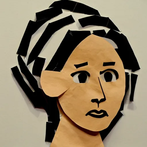 Prompt: a girl made of folded paper,