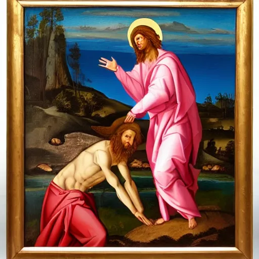 Image similar to the baptism of christ. oil on panel.