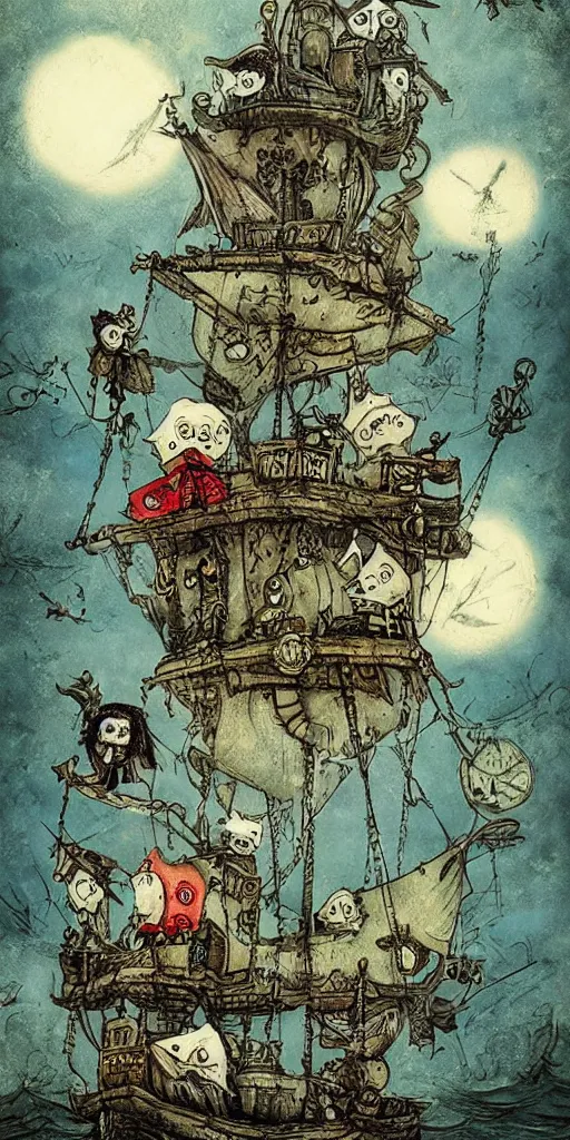 Prompt: a pirate scene by alexander jansson