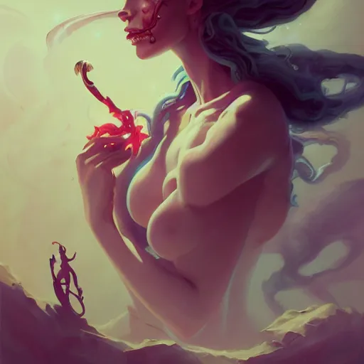 Prompt: portrait of a nubile emanation, art by pete mohrbacher and greg rutkowski and wlop, trending on artstation, deviantart, pinterest, unreal engine 5, highly detailed, intricate, sharp focus, digital art, 4 k uhd image