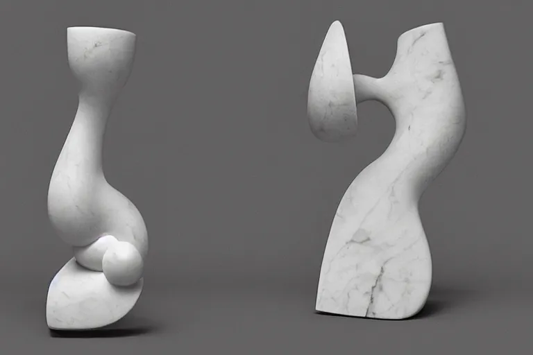 Image similar to a black and white photo of a sculpture, an abstract sculpture by jean arp and isamu noguchi, zbrush central, precisionism, henry moore, marble sculpture, biomorphic