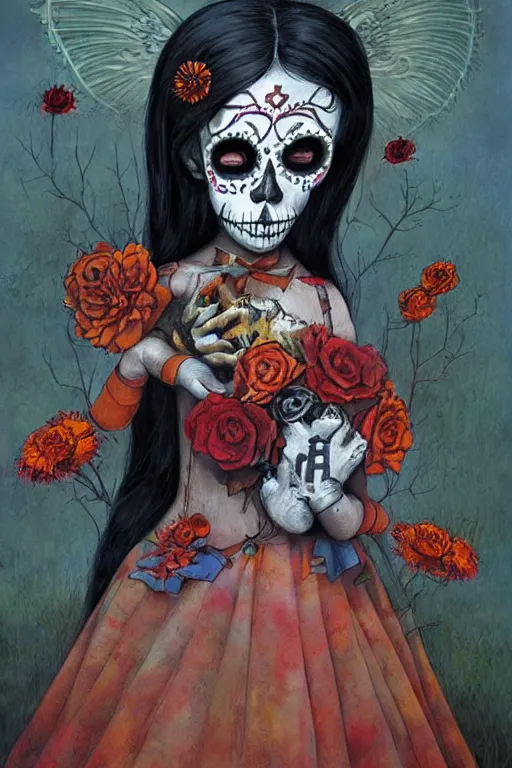 Image similar to Illustration of a day of the dead girl, art by Esao Andrews