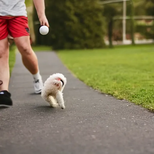 Prompt: ball catching a dog, motion blur, cinematic lighting