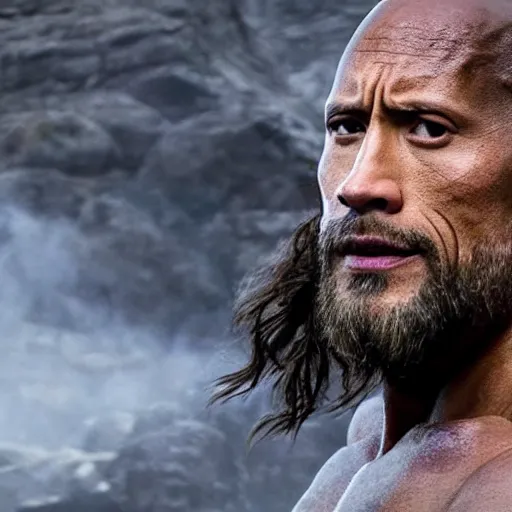 Prompt: dwayne johnson in vikings 4 k detailed super realistic