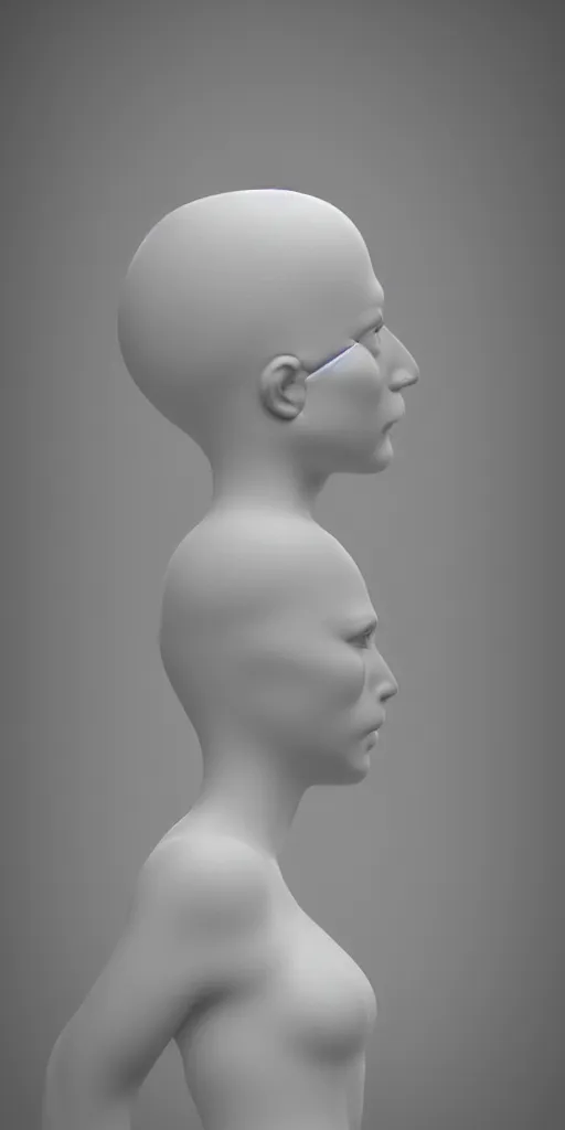 Image similar to a photo of a toy figurine made from resin with a head in form of a pill, no visible face smooth skin, even surface, minimalistic, octane rendering, ambient lighting, white subsurface scattering