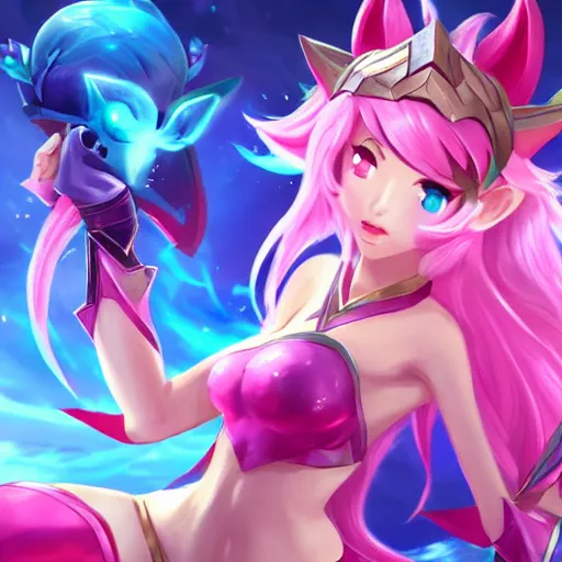 Image similar to league of legends star guardian, cute