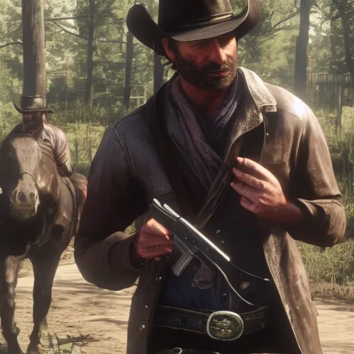 Image similar to Film still of Rick Grimes, from Red Dead Redemption 2 (2018 video game)