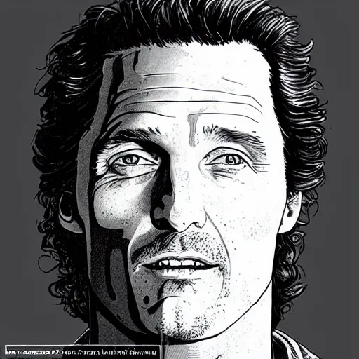 Image similar to “ matthew mcconaughey retro minimalist portrait by jean giraud, moebius starwatcher comic, 8 k ”