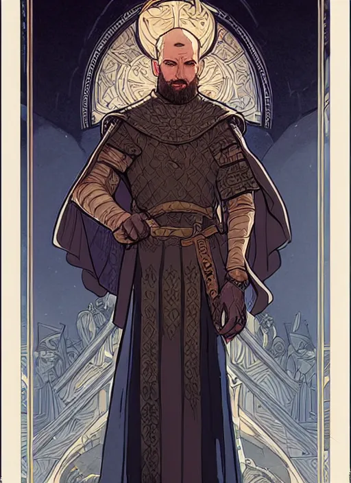 Image similar to tarot card of a high priest game of thrones character design by laurie greasley and sherree valentine daines concept art, matte, sharp focus, illustration, hearthstone, art by artgerm and greg rutkowski and alphonse mucha