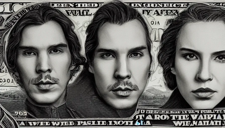 Image similar to reylo on a dollar bill