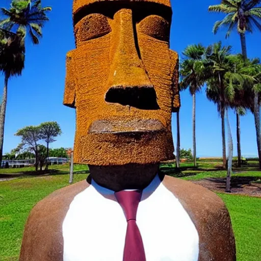 Prompt: giga chad that is an Easter island head statue