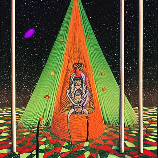Image similar to amazonas ritual, major arcana symbols, refracted lines and sparkles, by yosuke yamaguchi