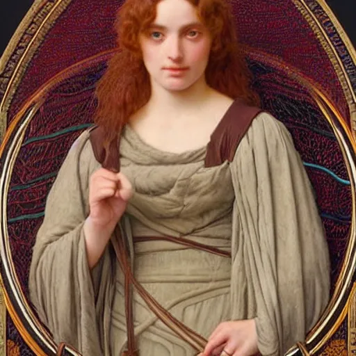 Image similar to portrait of a pre - raphaelite jedi knight from star wars, ornamental, intricate, noble, elegant, painted by john william godward