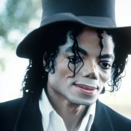 Image similar to a cinematic film still of Michael Jackson starring as a preacher in rural texas, portrait, candid photograph, 1992, shallow depth of field, 40mm