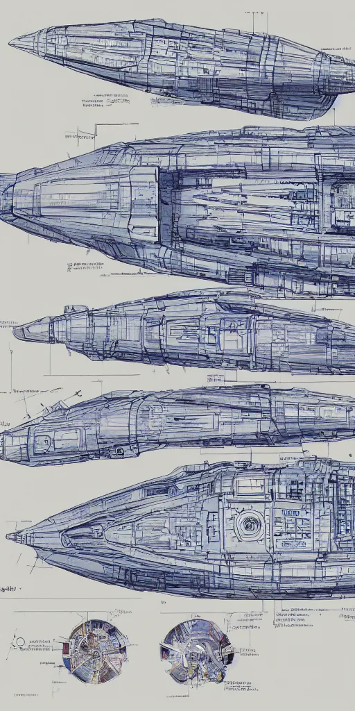 Image similar to blueprint of a spaceship, technical draw, concept art, extreme detail, 3 5 mm, colorful