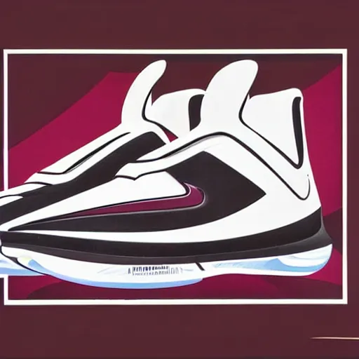 Image similar to retro futuristic Nike Lebron sneakers by syd mead, matte painting, geometric shapes