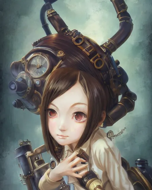 Image similar to portrait Anime Girl steampunk cute-fine-face, pretty face, realistic shaded Perfect face, fine details. Anime. Bioshock steampunk realistic shaded lighting by katsuhiro otomo ghost-in-the-shell, magali villeneuve, artgerm, rutkowski Jeremy Lipkin and Giuseppe Dangelico Pino and Michael Garmash and Rob Rey