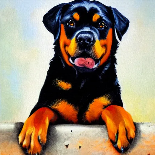 Prompt: emo Rottweiler oil painting