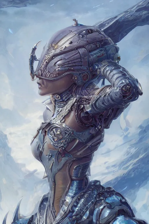 Image similar to merfolk fighter, cybernetic eye, prosthetic leg, artificer, highly detailed, d & d, fantasy, portrait, highly detailed, headshot, digital painting, trending on artstation, concept art, sharp focus, illustration, art by artgerm and greg rutkowski and magali villeneuve