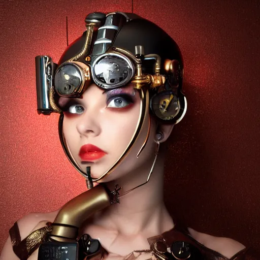 Image similar to 8 k award winner photo of a steampunk android beauty