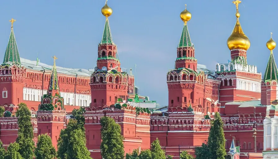 Prompt: moscow kremlin detailed photo at sunny day, 8 k
