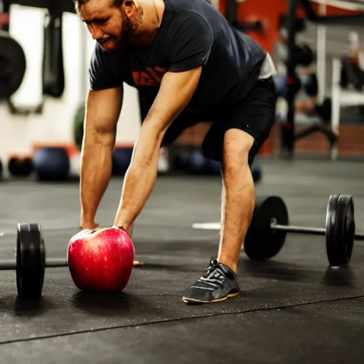 Image similar to an apple doing CrossFit, hd image