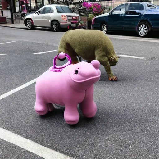 Image similar to poodle sized hippo in a purse