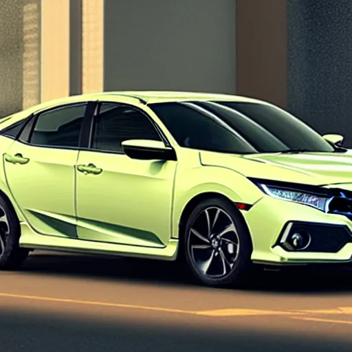 Image similar to a closeup of a honda civic 2017 hatchback in the streets of South Jakarta