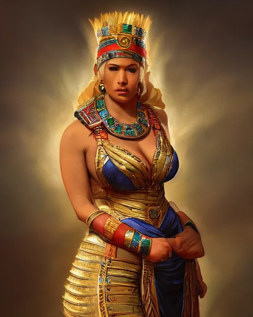 Image similar to Guy Fieri as a beautiful egyptian princess, gorgeous, portrait, powerful, intricate, beautiful, masterpiece, elegant, volumetric lighting, digital painting, highly detailed, artstation, sharp focus, illustration, William-Adolphe Bouguereau, Hajime sorayama, ruan jia