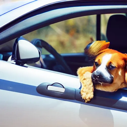 Image similar to dog is driving