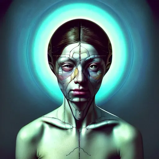 Prompt: Colour Caravaggio style Photography of Beautiful woman with highly detailed 1000 years old face wearing higly detailed sci-fi halo above head designed by Josan Gonzalez Many details by neural network. . In style of Josan Gonzalez and Mike Winkelmann andgreg rutkowski and alphonse muchaand Caspar David Friedrich and Stephen Hickman and James Gurney and Hiromasa Ogura. Rendered in Blender, volumetric natural light