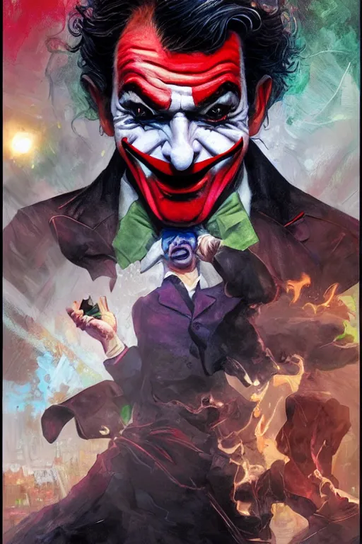 Prompt: jean - luc melenchon as a joker, realistic, high definition, 4 k, shimmering color, hyper detailed, art of greg rutkowski and magali villeneuve and artgerm