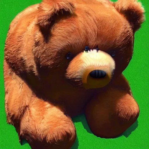 Image similar to teddy bear puking from mouth, photorealistic