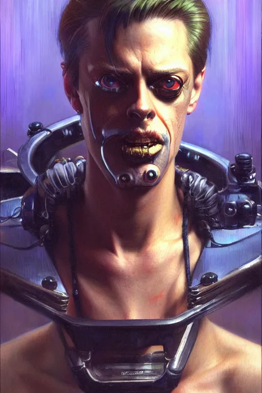 Image similar to cyberpunk steve buscemi, character design, painting by gaston bussiere, katsuya terada, frank frazetta, tom of finland, trending on artstation