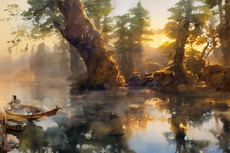 Prompt: watercolor painting of beautiful rustic view, magical, ambient lighting, art by hans gude, art by hans dahl, by jesper ejsing, art by anders zorn, wonderful masterpiece by greg rutkowski, cinematic light, american romanticism by greg manchess, creation by tyler edlin