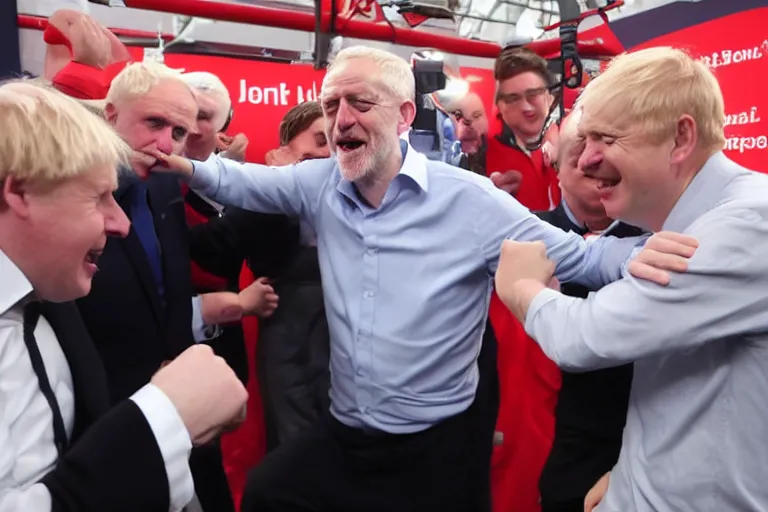 Image similar to jeremy corbyn punches boris johnson