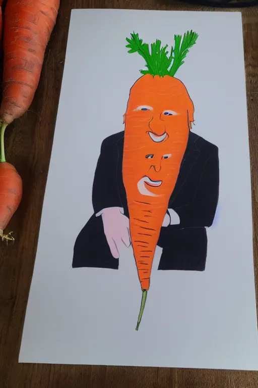 Prompt: portrait of a carrot with boris johnson's face