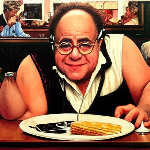 sexy dj danny devito at a diner, head and shoulders | Stable Diffusion