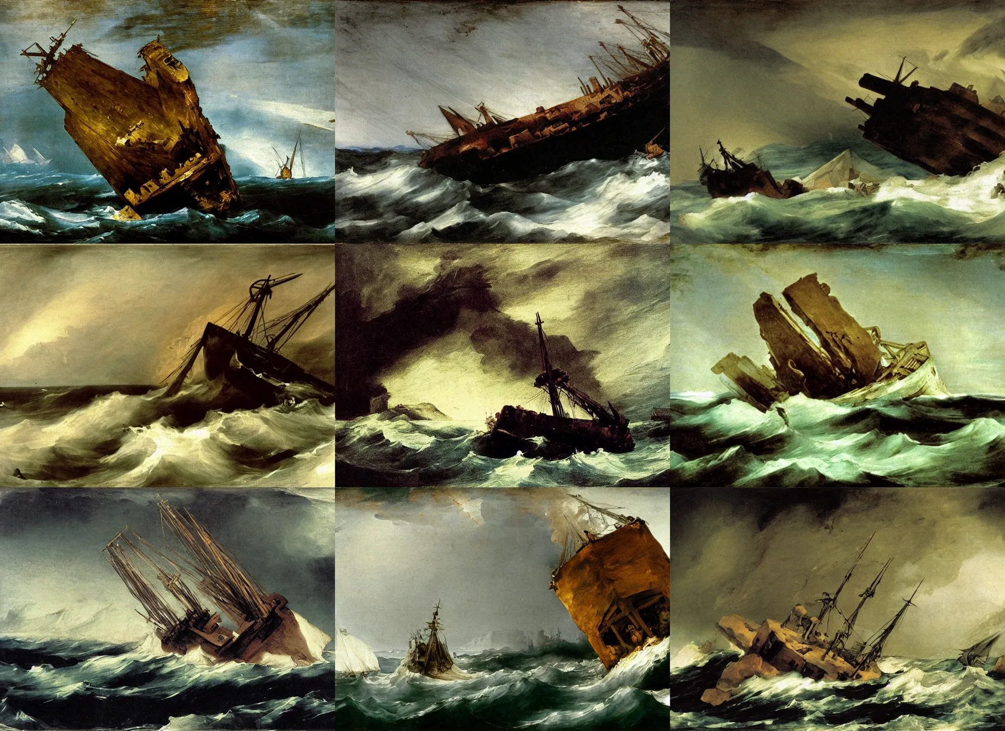 Prompt: a shipwreck painted by Francisco Goya