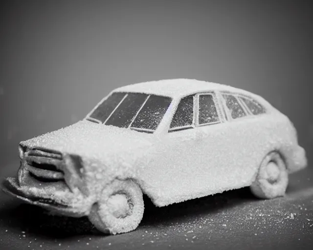 Prompt: car made of salt, studio light, dark background, 3 5 mm photography